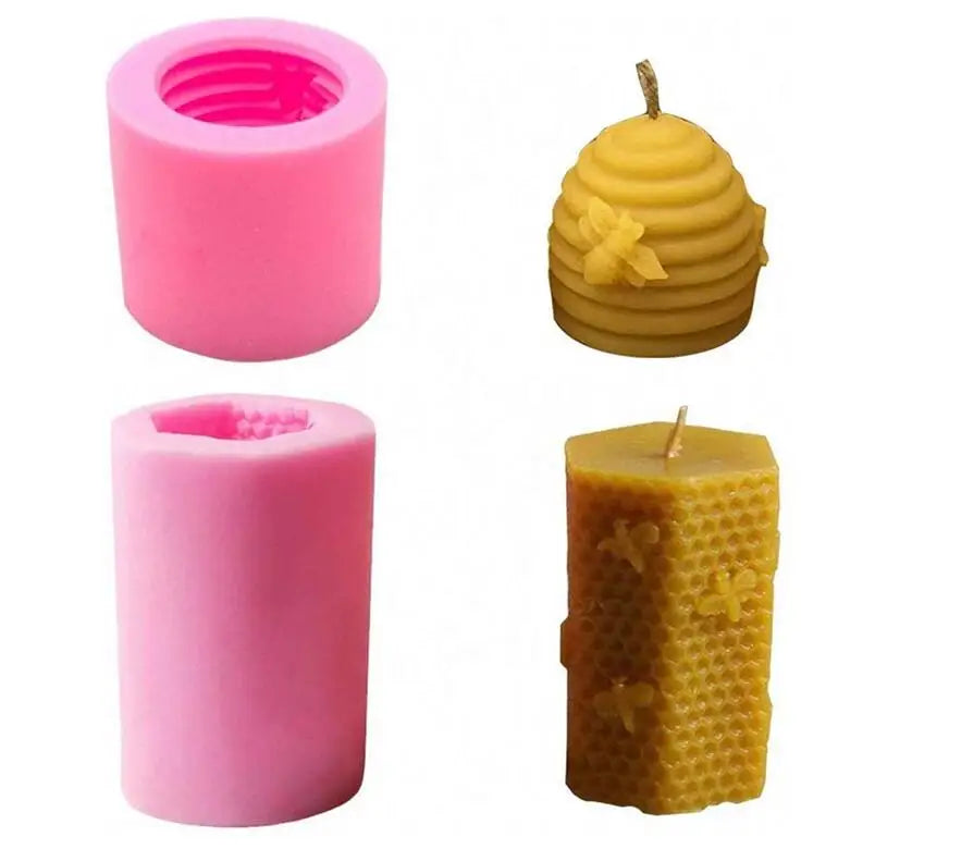 HY 2 Pack Bee Honeycomb Candle Mold for Candle Soap Making Lotion Bar Fondant Chocolate Candy Cake Decorating