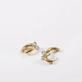 Fenny High End 18K Gold-plated Wholesale Delicate Double Heart Shaped Zirconia Huggie Stainless Steel Earring for Women