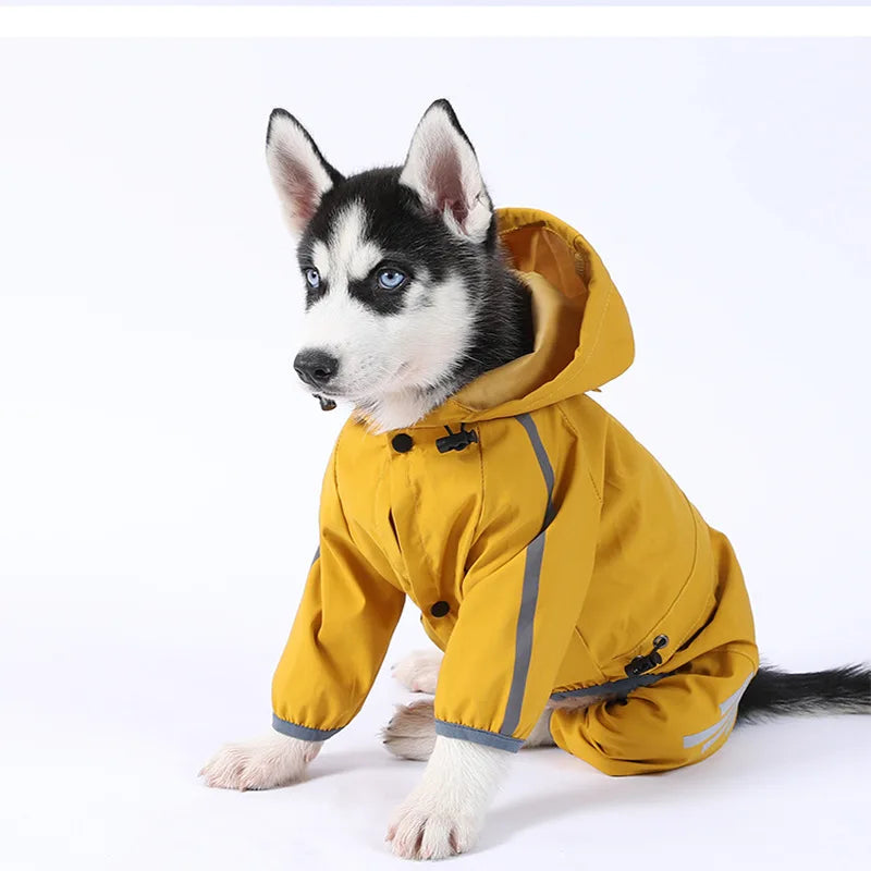 Adjustable Solid Dog Rain Suit Coat Nordic Design Waterproof 4-Leg Protection for All Sizes Rainy Day Walks & Outdoor Adventures