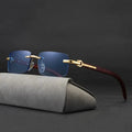 2025 Fashion Sunglasses Men New Rimless Wood Leg Slingshot Sunglasses Optical Frame Eyeglasses Frame 2026