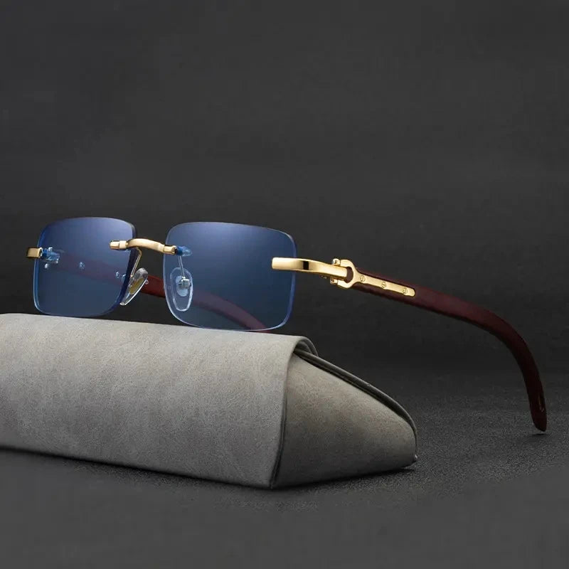 2025 Fashion Sunglasses Men New Rimless Wood Leg Slingshot Sunglasses Optical Frame Eyeglasses Frame 2026
