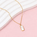 Fenny 18K Gold Plated Permanent Rectangle Shell Pendant Choker Chain Necklace Trendy Stainless Steel Jewelry Wholesale