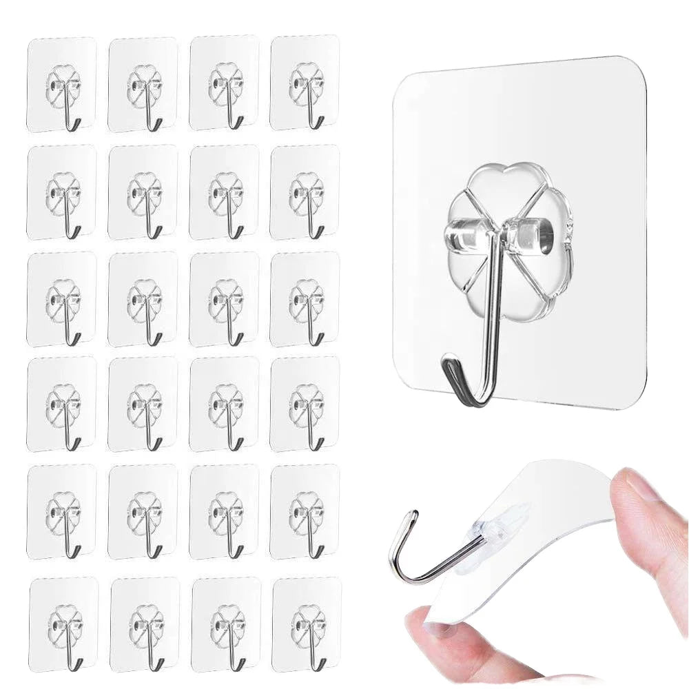Transparent Self-Adhesive Eco-Friendly Flexible Design Hooks Strong Stainless Steel Plastic Multi-Function Key Storage Hanger