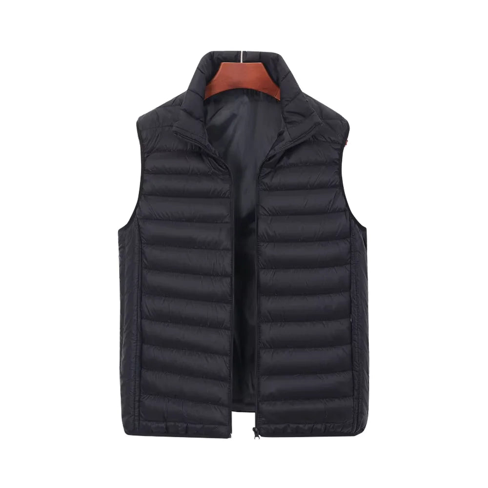 Color Outdoor Anti-Static Men's Puffer Casual Winter Jacket Pocket Solid Coats Puffer Vest