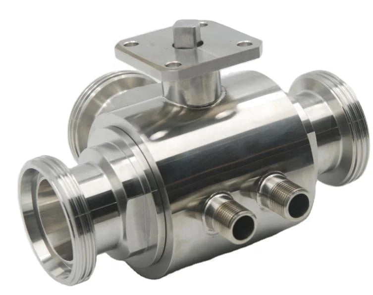 Sanitary Stainless Steel Pneumatic Three-Way Ball Valve With Insulation