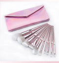 Custom Logo 10PCS Professional Synthetic Face Makeup Brush Set with Plastic Handle Pink Color Fan Brush Wholesale
