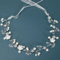 SLBRIDAL Handmade Rhinestones Crystal Pearls Alloy Flower Women Girls Headband Hair Vine Bridal Wedding Headpieces Jewelry