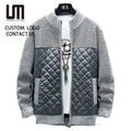 Men's Patchwork Stand Collar Cardigan Zipper Closure Clearance Sale Autumn Winter Knitted Jacket for Casual Fashion Outerwear