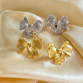 Trendy Style Women's 18K Gold Plated French Bow-Knot Shape Earrings Fashion Waterproof Stainless Steel Jewelry Fashionable