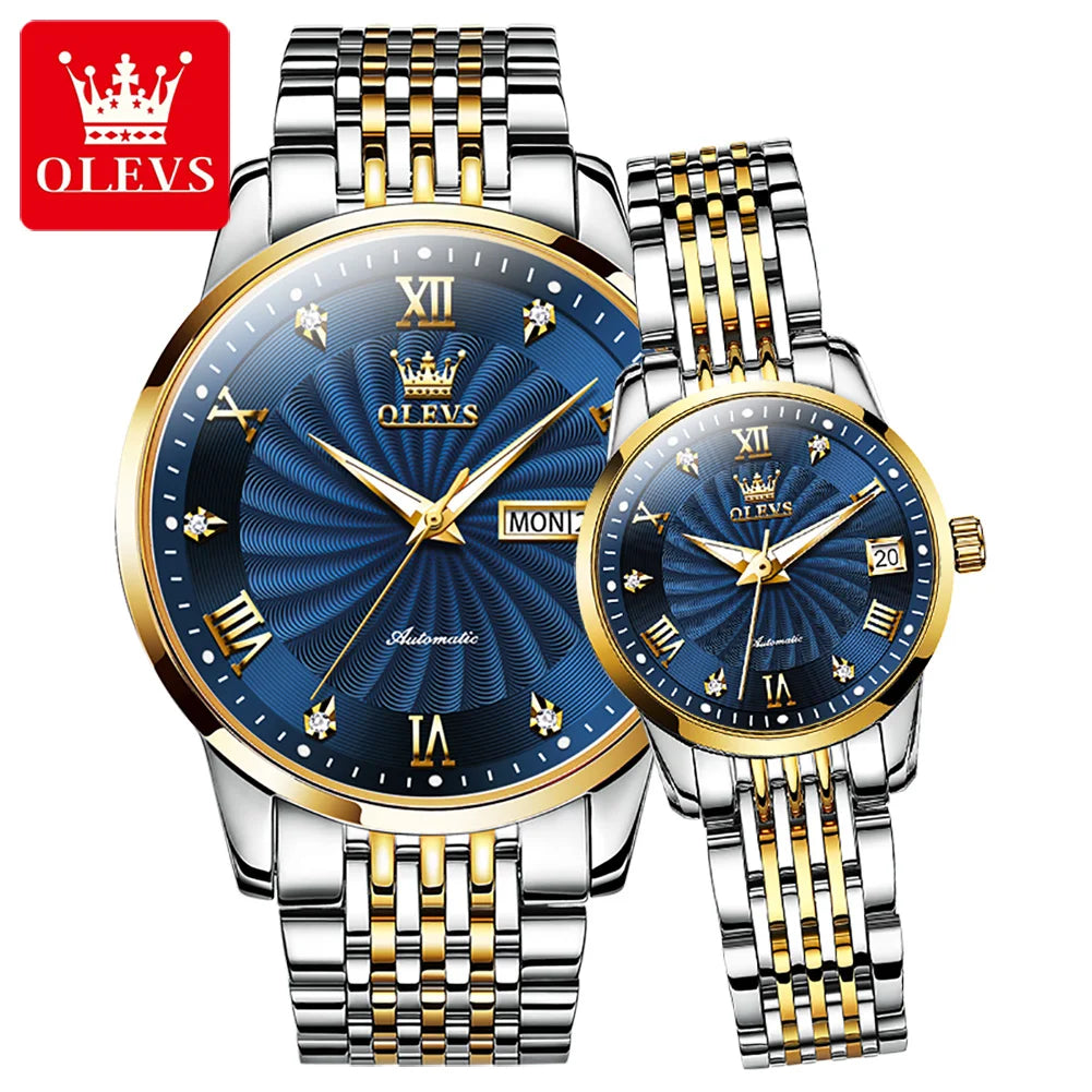 OLEVS 6630 Couple Luxury High End Classic Business Watch for Lovers Automatic Mechanical Watch Wrist Watch