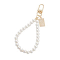 Fashion Pearl Keychain Bracelet for Women Beaded Keyring Wristlet House Car Keys Ring Pendant Key Chain