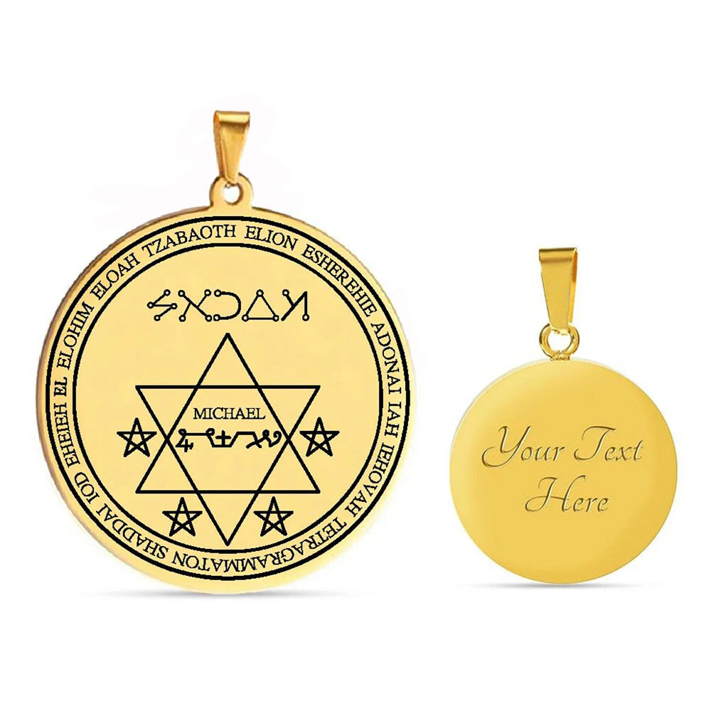 Lamen Michael Angelic Governor the Sun Seal Is Based on the Engraving From the Magical Calendar Stainless Steel Pendant Necklace