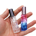 Luxurious 10ml Clear Glass Essential Oil Perfume Spray Bottles Dropper Seal Electrolytic Aluminium Gold Silver Black Carved Lids