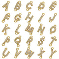 18K Gold Plated Mini Pave CZ Letter Initial Charm Connectors Micro Pave A-Z Alphabet Charms for Bracelet and Necklace Making