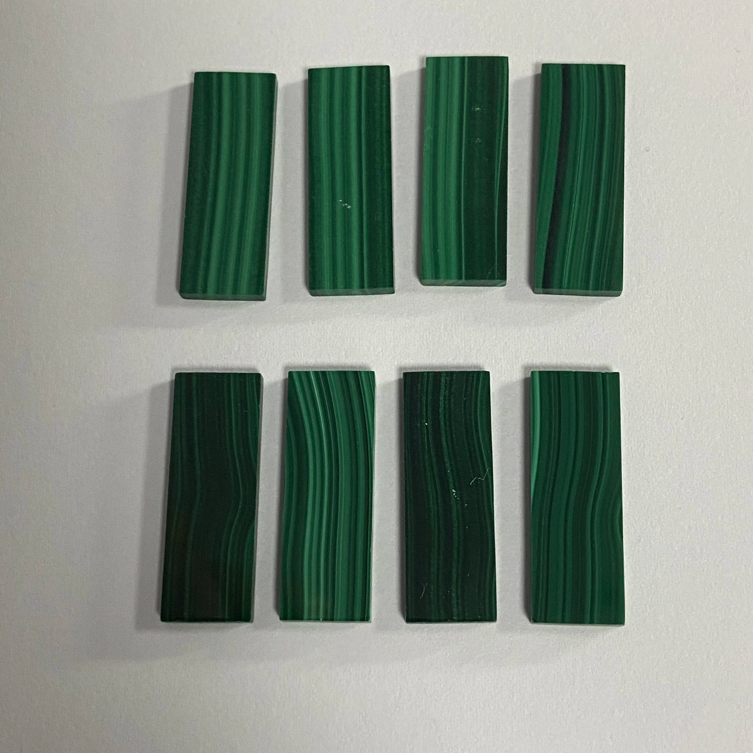 HQ Gems Loose Gemstone Double Flat Malachite Original Malachite Stone Rectangle Shape Sheet