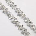 JFRC044 White Glass Crystal Butterfly Rectangle Bow Trims Ribbon Silver Rhinestone Chain Diy Shoes Bags Clothes Decoration Acces