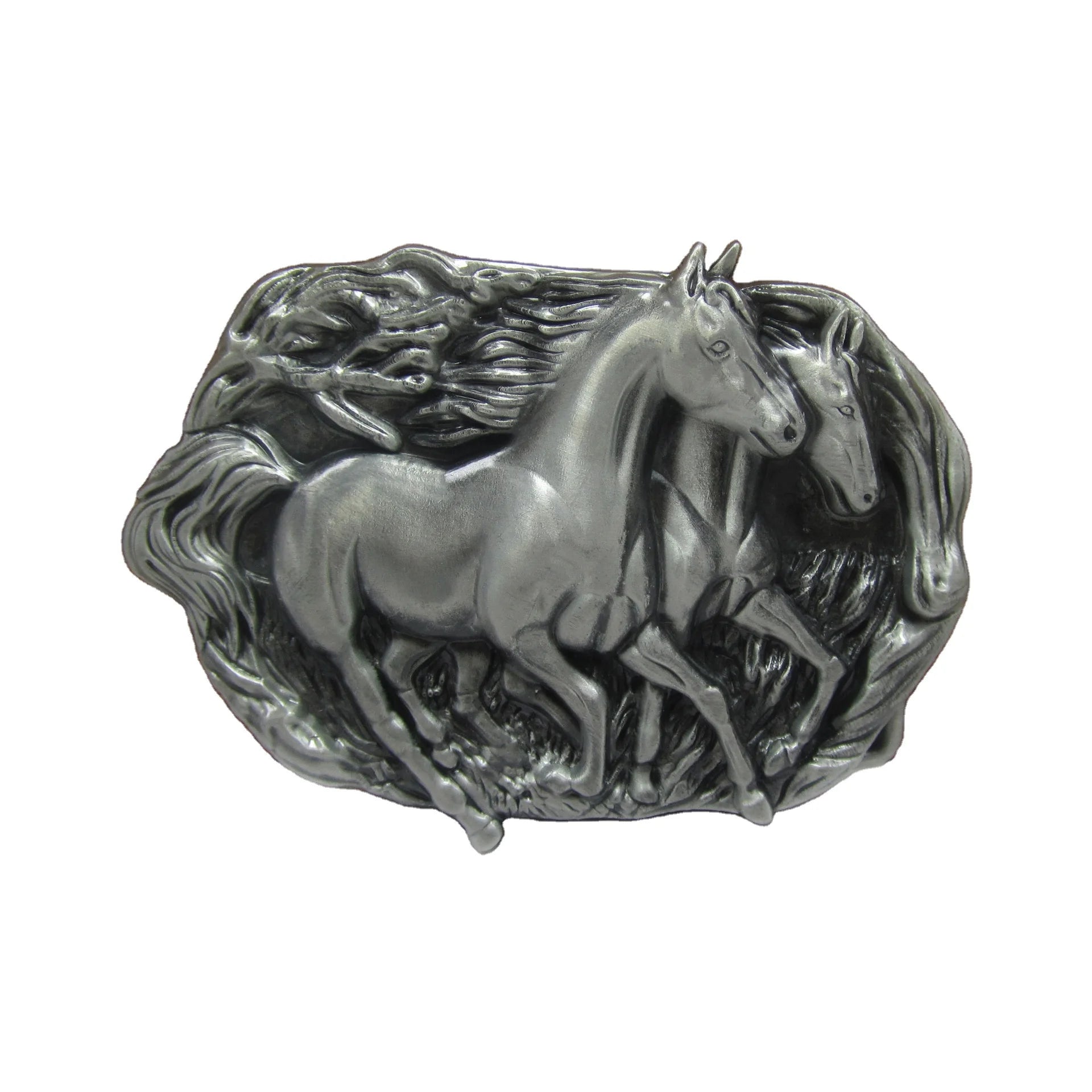 OEM/ODM Wholesale 3d Cowboy Western Horse Buckle Mens Fancy Alloy Belt Buckle Metal Antique Silver Custom Logo Belts Buckles