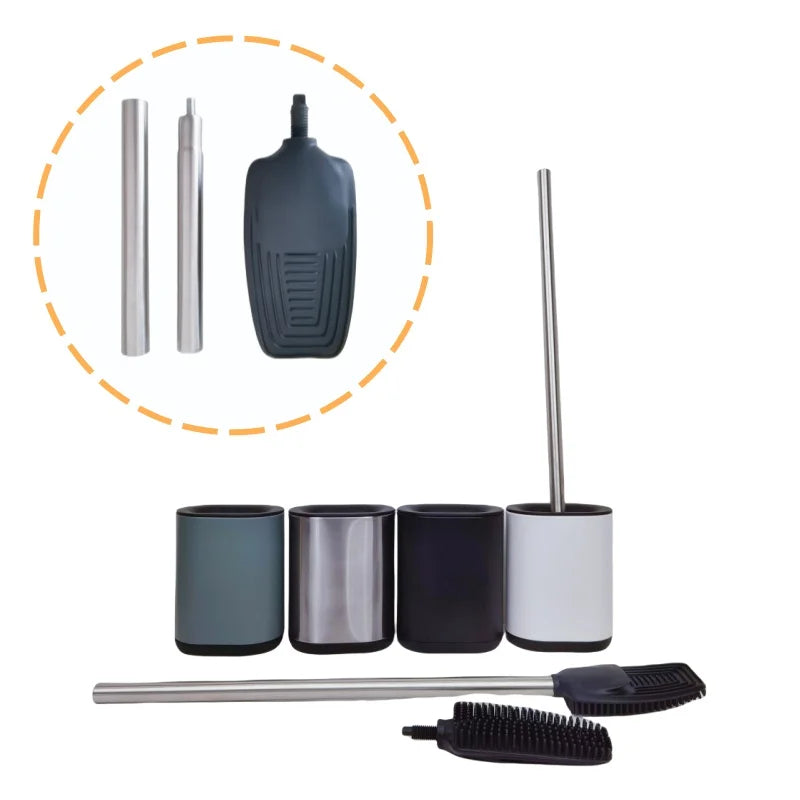 Factory Wholesale Cleaning Brush Stainless Steel  Toilet Brushes for Bathroom Easy Dry and Save Space with Slimline Holder Set