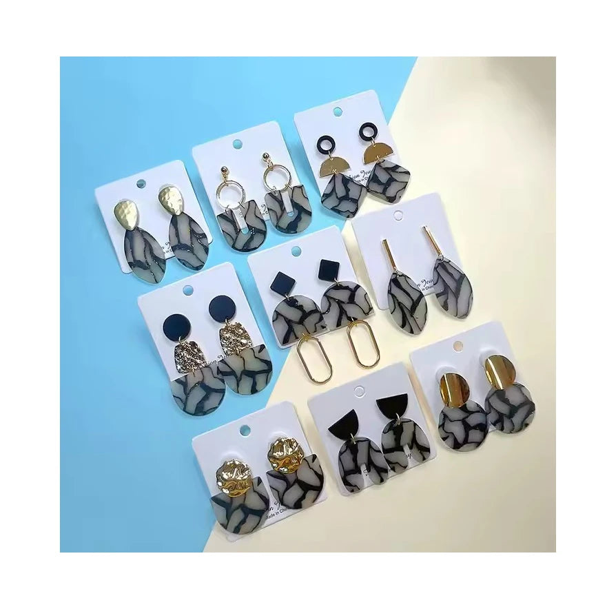 Factory Unique Design Geometric Dangle Earrings Wholesale Irregular U Shape Drop Polymer Clay Earrings for Women