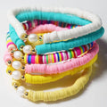 Handmade Handmade Elastic Bohemian Polymer Clay Beads Plus Pearl Bead Charm Beach Bracelet Women Jewelry