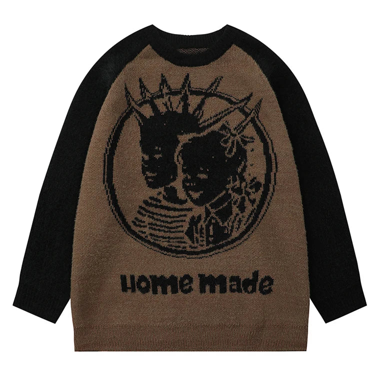 Custom Men's Crew Neck Pullover Knit Sweater Drop Shoulder Full Sleeves Knitted Sweater Jacquard Logo Spring Anti-Shrink Sweater