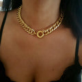 Punk Chunky Stainless Steel Chain Jewelry Hip Hop 18K Gold Double Cuban Chain Necklace Miami Link Chain Collar Choker Necklace