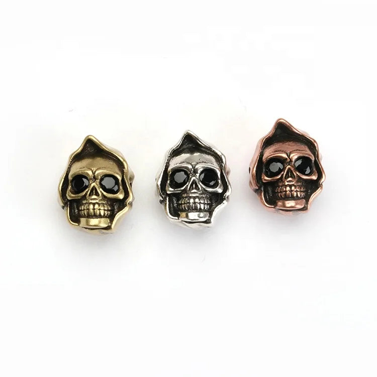 Wholesale Copper Alloy Antique Skull Spacer Beads in Antique Brass/Silver/Gold for DIY Man Bracelet