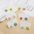 Summer Fresh Colorful Little Flower Stud Earrings Hypoallergenic Sterling Silver Push Post Asymmetrical Daisy Earrings for Girls