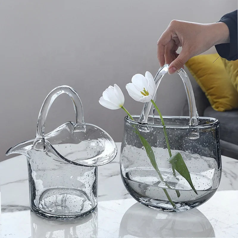 Handbag Decoration Transparent Flower Arrangement Handbag Portable Vase Vase Living Room Flower Basket  Handbag Vase