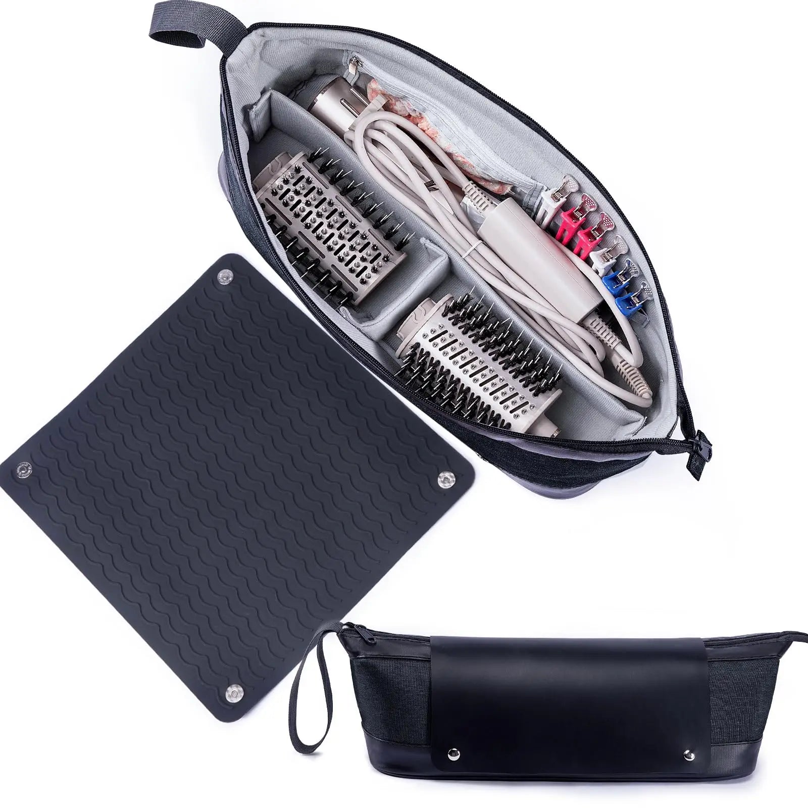 2025 New Travel Storage Bag Heat Resistant Mat Polyester Zipper for Hair Tools Including Flat Irons Straighteners Curling Irons