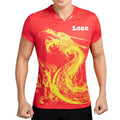 Lidong Custom Dtg Printing Sports V-Neck T-Shirts Chinese Dragon Style Ping-Pong Ball Team Jersey Moisture Wicking Mesh Fabric