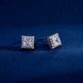 Wholesale Earrings Jewelry Rhodium Plated Cubic Zirconia Square Stud Earring 925 Sterling Silver Fine Jewelry Earrings