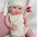 Realistic Feel 1:1 Real Touch 19" Silicone Reborn Baby Open Mouth Doll Waterproof Soft Full Solid Newborn Girl Dolls Blue Eyes