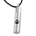 Vintage Christian Stainless Steel Cylinder Cute Paw Print Engraved Pet Memorial Urn Necklace Ashes Pendant Jewelry Funeral Gift