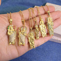 NZ1439 18k Gold Plated CZ Pave San Judas Saint St. Jude Medal Necklace San Judas Tadeo Thaddeus Necklace Religious Jewelry