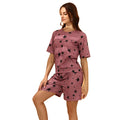 Pinkish Pink Sleeved Shirt Top and Shorts Pajama Pajama Summer Short Pajama Set