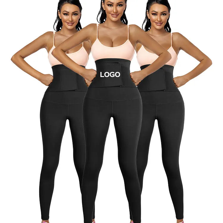 Wholesale Ladies Yoga Pants with 3-in-1 Body Shaper Breathable Butt Lift Flat Belly Sheath Shapewear Waist Trainer Hooks