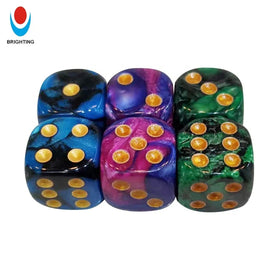 ODM OEM 16mm D6 Pearl Marble Gold Foil Dot Custom Dice Swirl Engrave Logo Design Acrylic Family Board Game Accessories Component