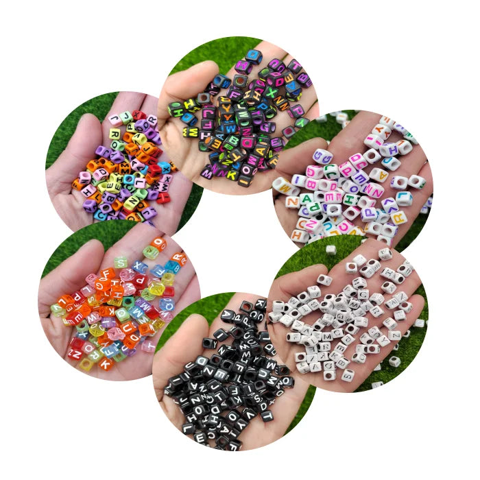 New Acrylic Alphabet Letter Beads Cube Shape Colorful A-Z Letter Jewelry Beads for Bracelets Necklace Making
