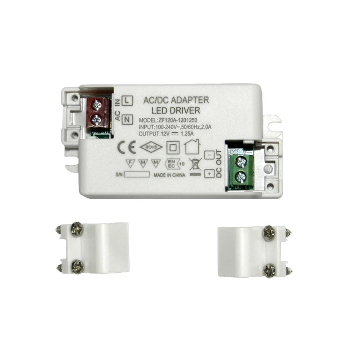15W Regulated Switching Power Supply 1.25A Single Output 12VDC Electronic LED Driver 100-240VAC Input 3-Year Warranty for LED