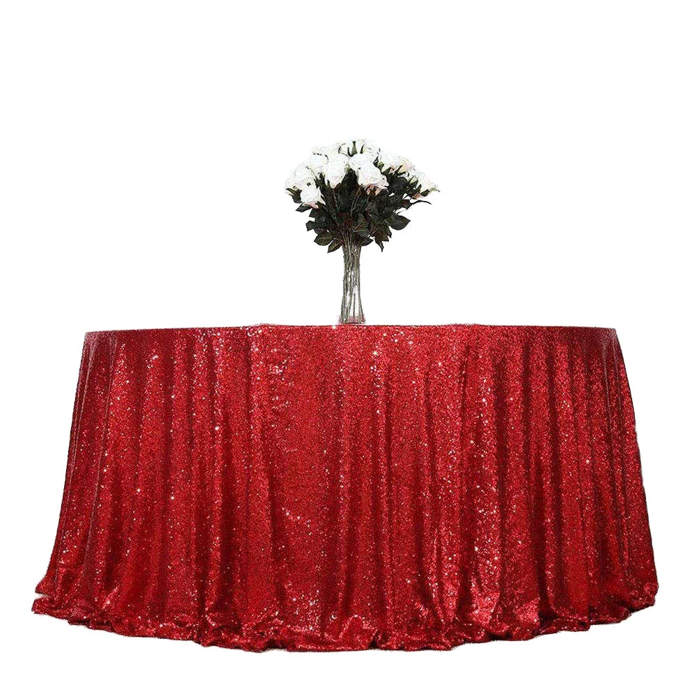 Wedding Sequin Woven Modern Tablecloth Silver Polyester Waterproof Oilproof Customized Size Table Cover for Home Restaurant