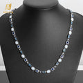 NUOYA 6mm Geometric Gemstone Motif Iced Out Custom Chain Necklace Multicolor CZ Stones Silver Diamond Necklace Hip Hop Jewelry