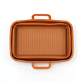 Silicone Collapsible Air Fryer Baking Pan - Non-Stick Grilled Tray with Handles for Oven Air Fryer