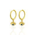 YHE0156 18K Gold Plated 925 Sterling Silver  Eye Dangle Drop Small Hoop Earrings for Women Girls