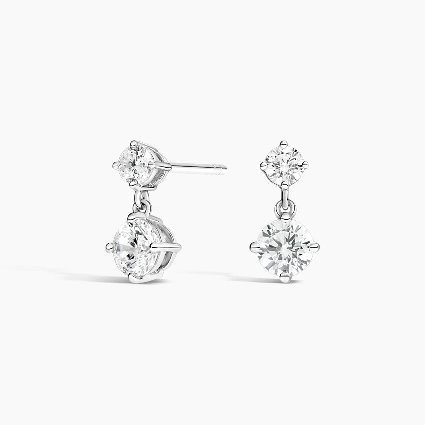 Real Lab-Grown HPHT CVD Synthetic Diamonds 14K White Gold Hoop Earrings Fine Jewelry Stud Earrings
