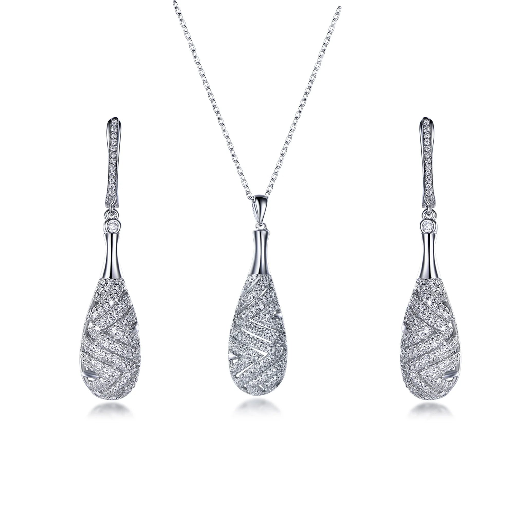 Minimalist Style Bridal Wedding Jewelry Sets for Party Bridal Jewelry Set Necklace Pendant Earrings 925 Silver Jewelry Sets