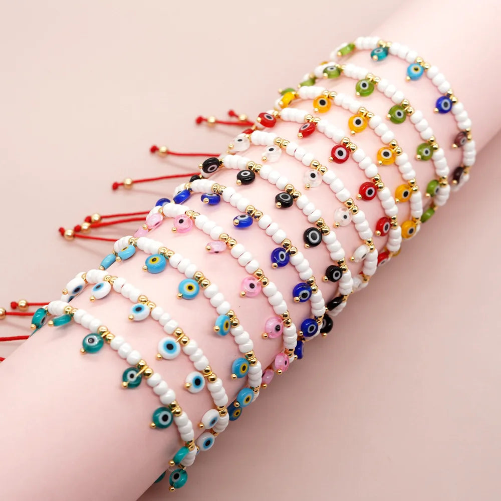 Go2boho Turkish Charm Evil Eyes Colorful Beaded Bracelet Women Pulsera Jewelry Pendant Boho Handmade String Miyuki Bead Bracelet