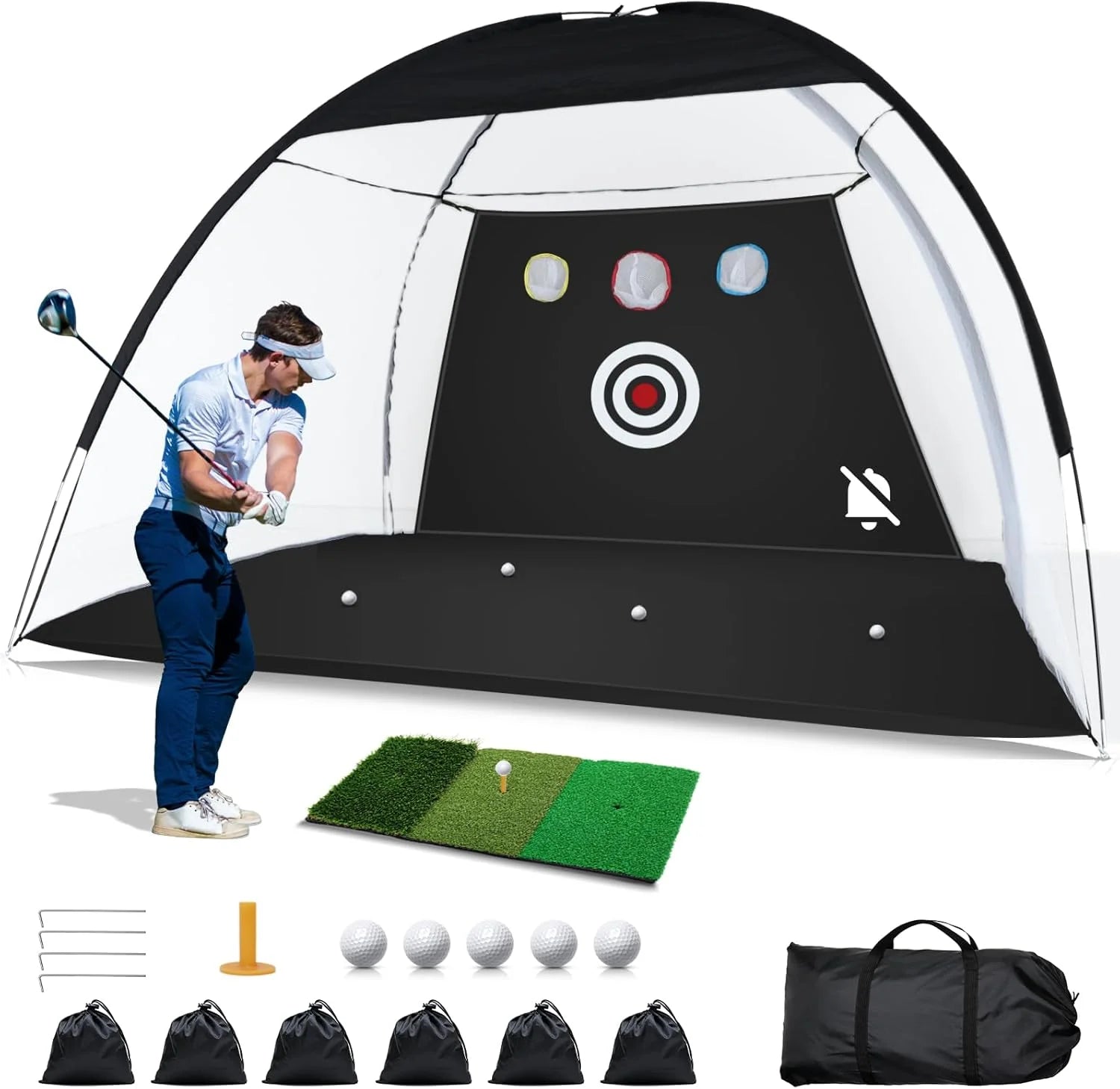OEM Golf Net 10x7ft and Tri-Turf Golf Mat for Driving Indoor Outdoor for Golf Training Aid Chipping Swing Trainer