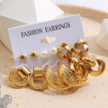 Fashion Bohemia Earring Set Gold Plating Mixed Designs Crystal Stud Big Hoop Chain Dangle Jewelry Earrings Set for Women