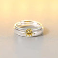 Platinum Plated Romantic Sun Couple Ring for Wedding Jewelry Puzzle Sunflower Matched Design Couple Ring for Men Women